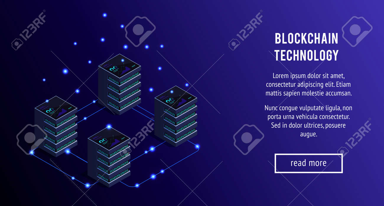 Isometric Concept Bitcoin Mining 3d Server Room Cryptocurrency - 